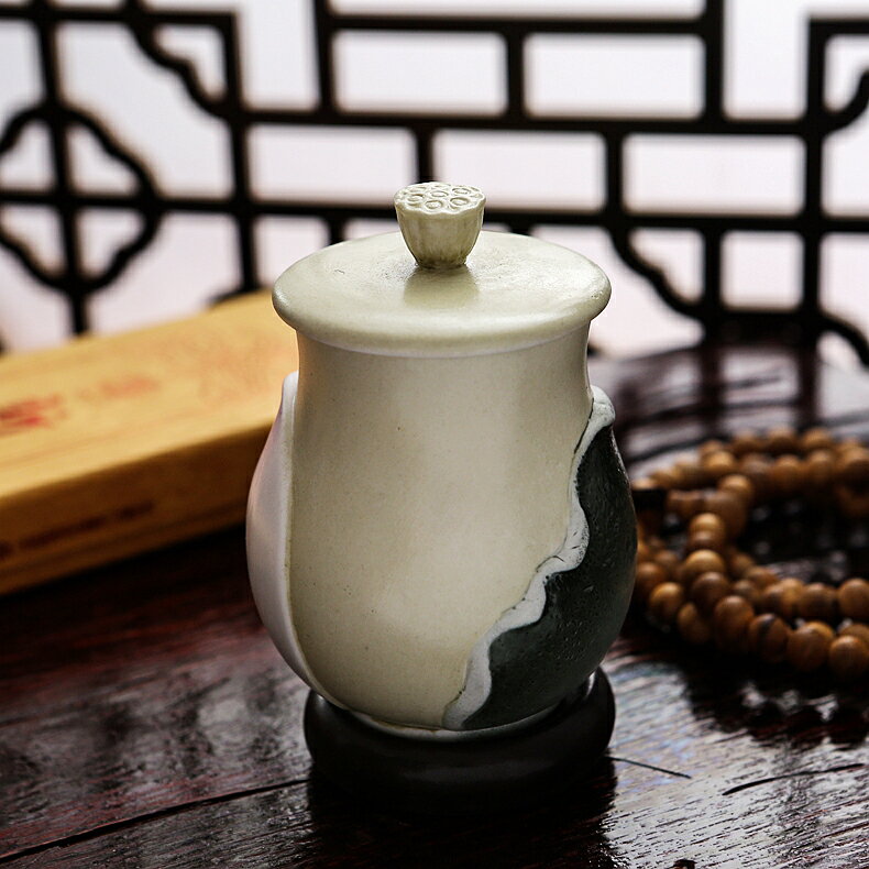 中式家居佛堂貢杯供佛圣水杯陶瓷觀音大悲水彩繪浮雕蓮花供水杯