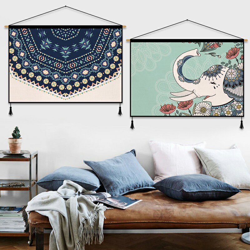 中式民族風抽象布藝掛毯客廳書房掛畫沙發背景墻面電表箱裝飾掛布