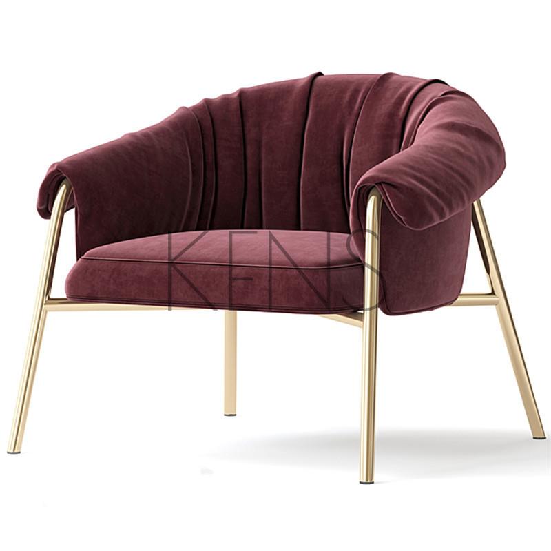 【KENS】沙發 沙發椅 意式極簡單人沙發椅客廳家用輕奢洽談椅現代不銹鋼布藝陽臺休閑椅