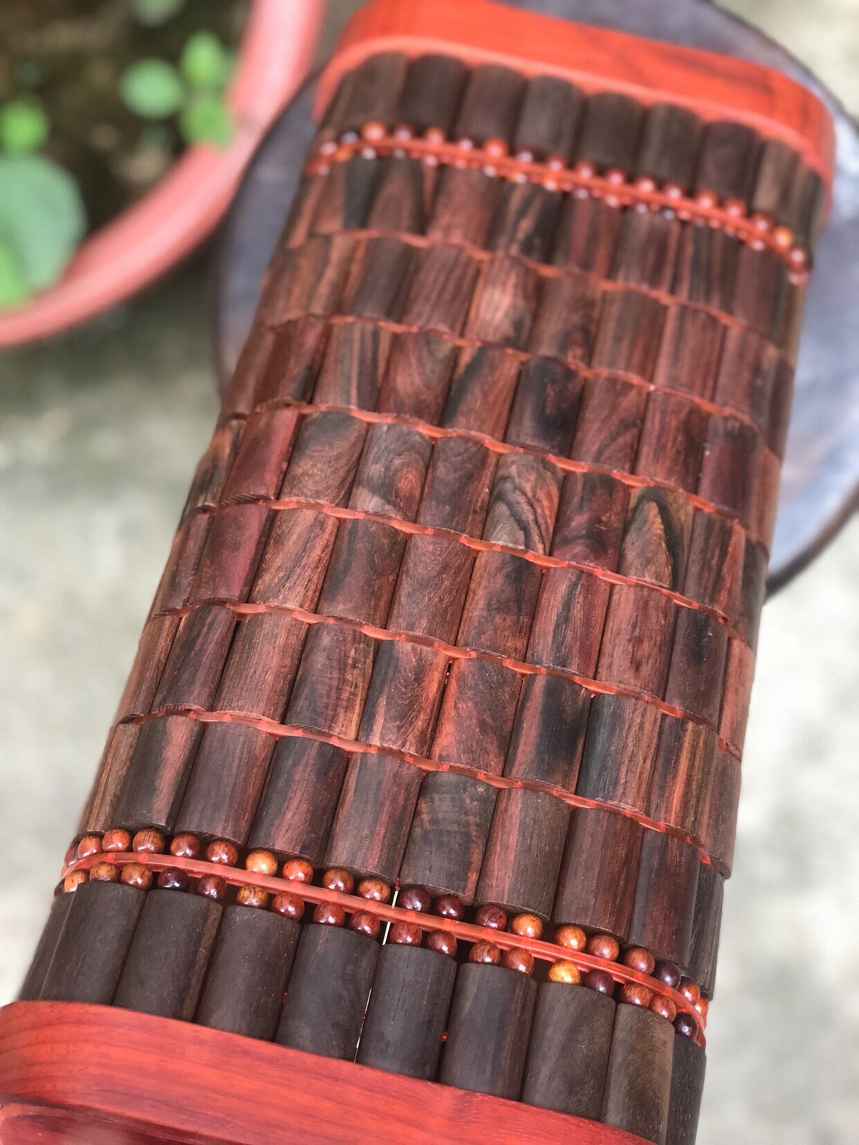 紅木工藝品 老撾紅酸枝木枕頭 麻將牌涼枕緬甸花梨木枕 透氣