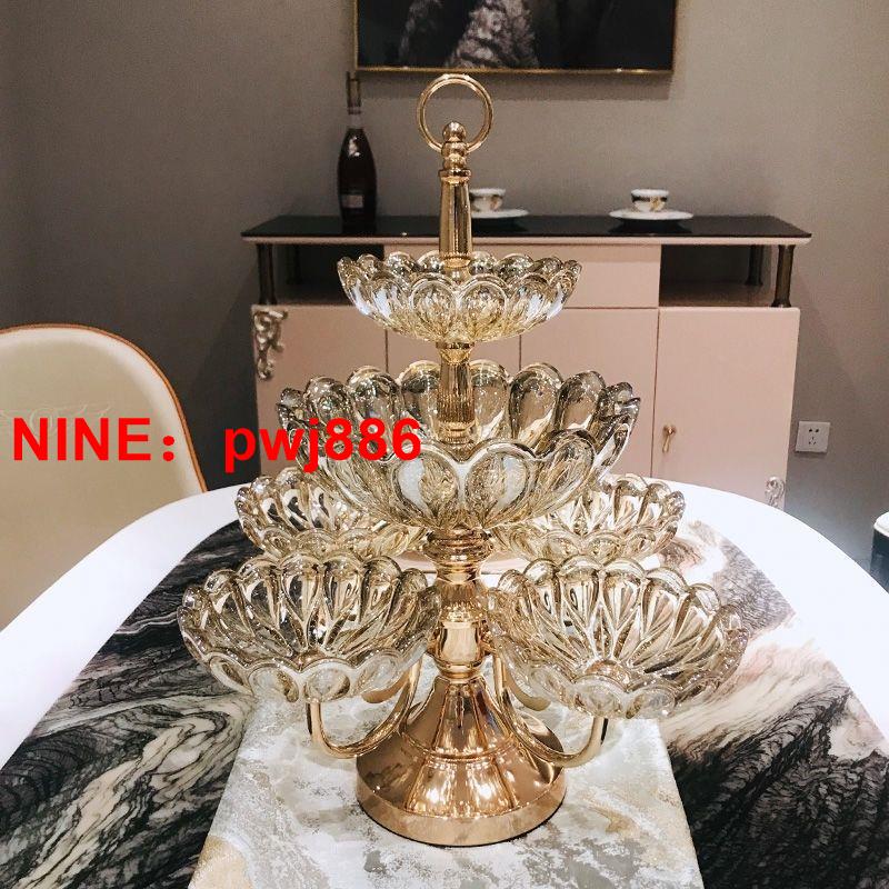 [臺灣公司貨 可開發票]歐式水晶玻璃水果盤家用客廳茶幾網紅時尚創意輕奢乾果零食糖果盤