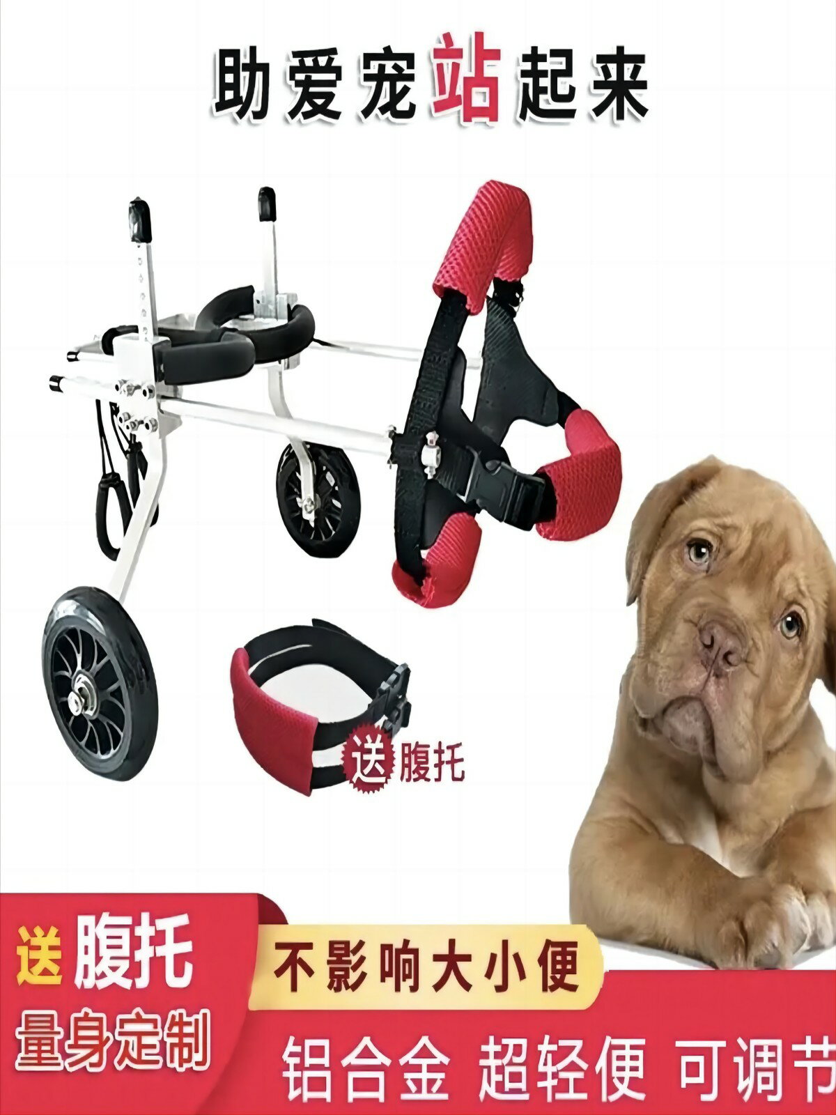 狗輪椅車后肢癱瘓小型犬專用狗后腿殘疾支架輔助康復寵物代步法斗