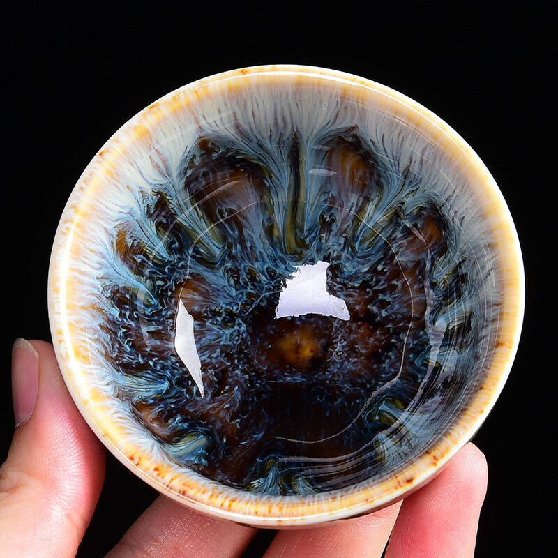 建盞主人茶杯 陶瓷功夫茶藝品茶碗品茗杯 家用工夫均瓷拉絲茶杯子