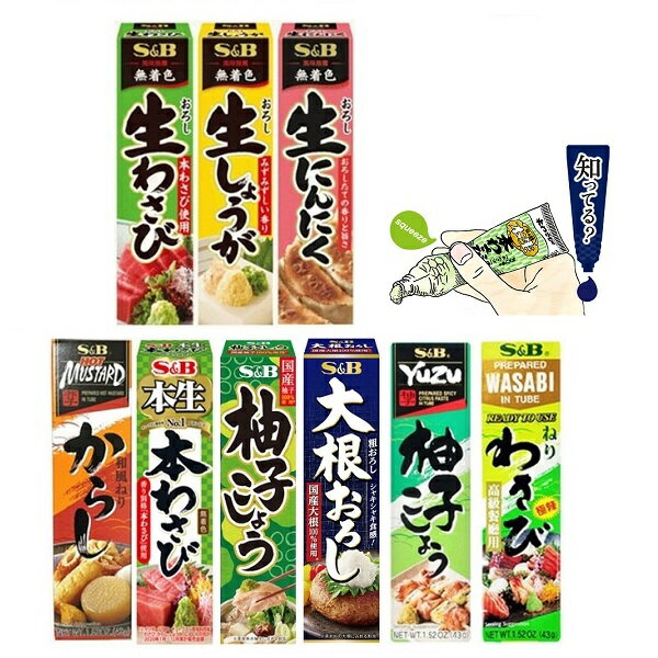 【江戶物語】 (特價)日本製 愛思必 S&B 生薑泥 生蒜泥 柚子胡椒 山葵醬 芥末醬 黃芥末 刺身料理 擠壓式沾醬