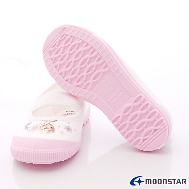 日本月星Moonstar機能童鞋迪士尼聯名系列日本製寬楦冰雪奇緣室內鞋款F014粉(中小童段) 6