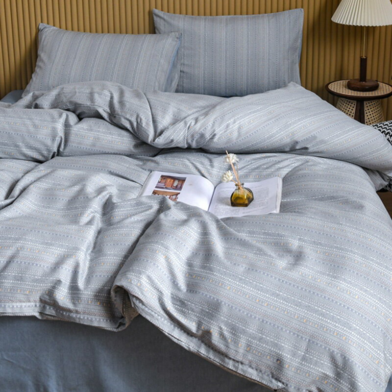 裸睡純棉床上四件套全棉100簡約純色被套床單床笠秋冬宿舍三件套