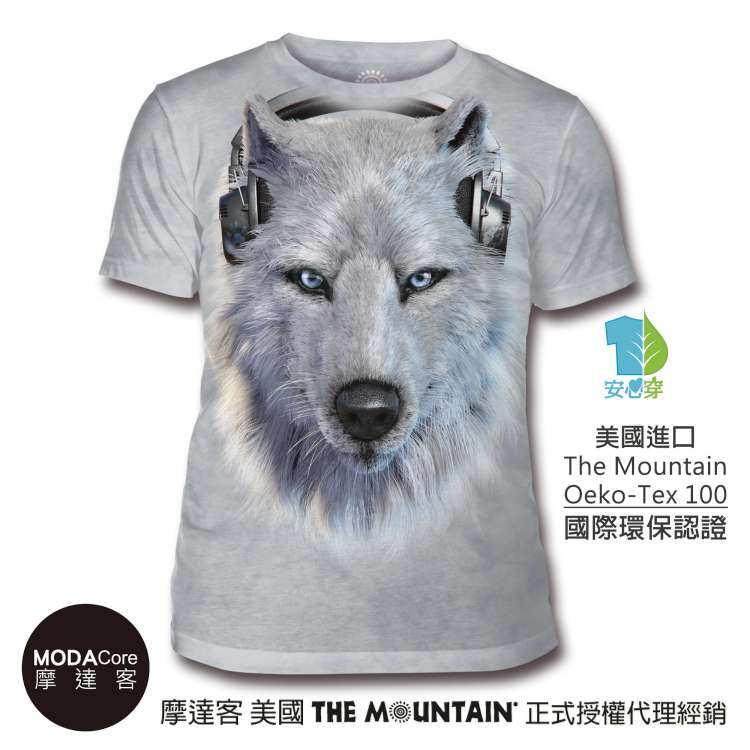 【摩達客】(預購) 美國The Mountain都會系列 DJ白狼 中性修身短袖T恤