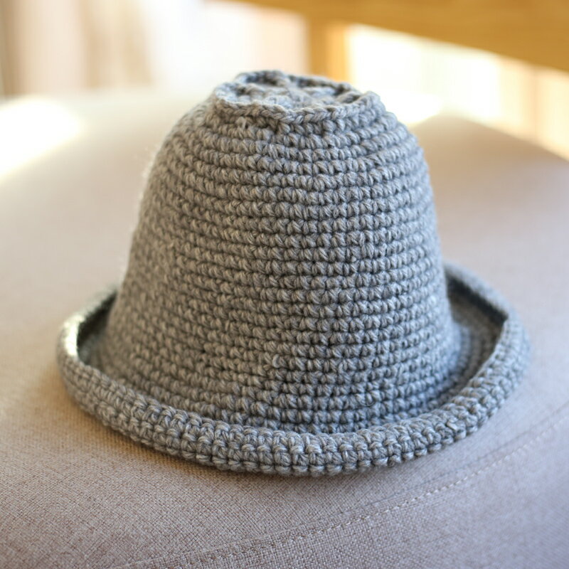 漁夫帽子手工鉤毛線帽時尚復古純色針織盆帽冬季帽子女韓版潮百搭1入