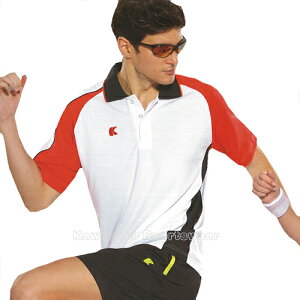 【日本 Kawasaki】男女運動休閒吸濕排汗短POLO衫-白紅#K2238A(排汗衫)