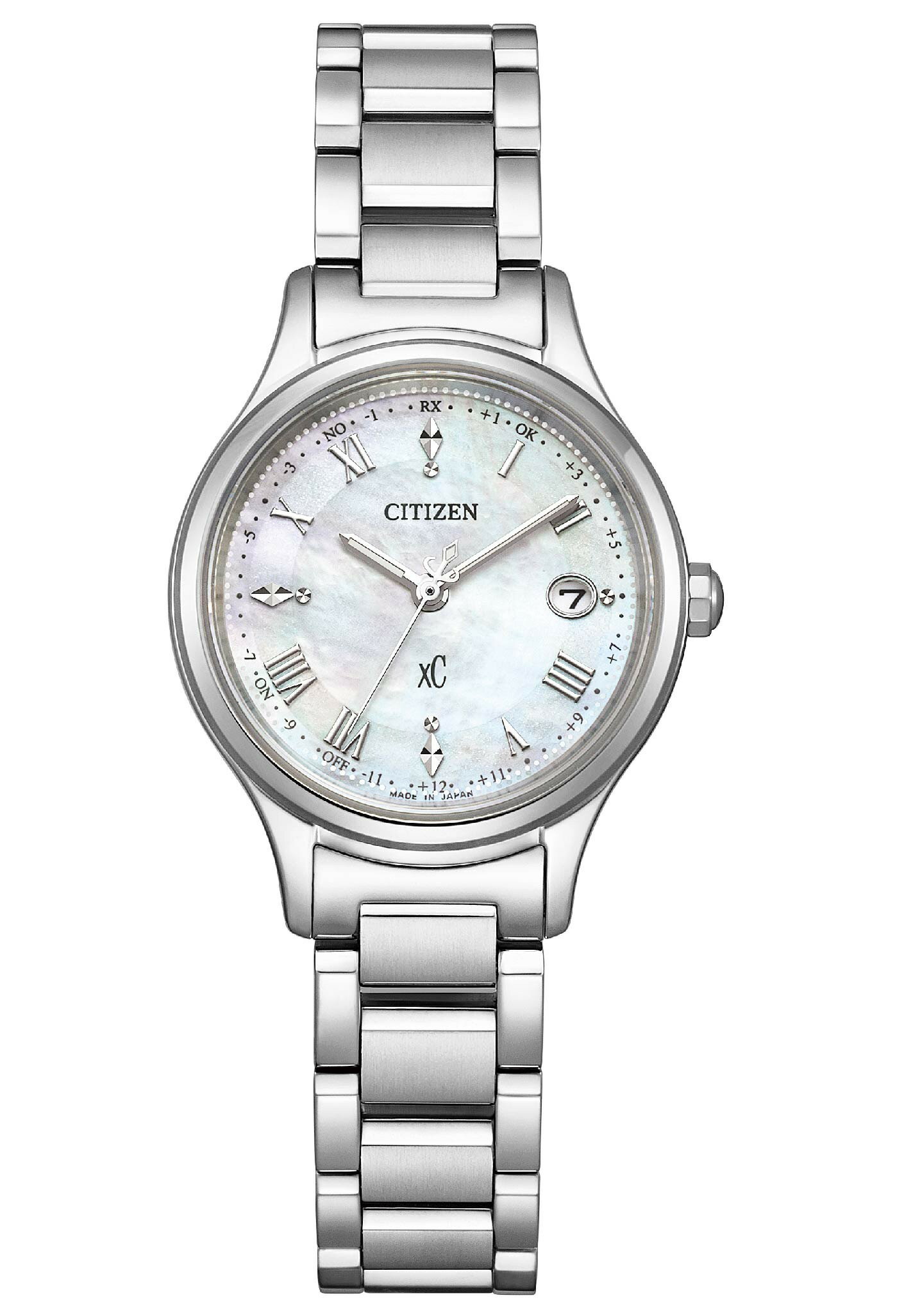 送禮首選★CITIZEN星辰 XC 白蝶貝電波光動能鈦金屬腕錶ES9490-52D  附提袋【全館滿額折價★APP下單點數4倍送】線上購買享_實體門市同步服務