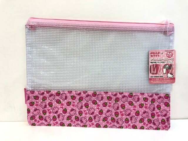 【震撼精品百貨】Hello Kitty 凱蒂貓 Hello Kitty 凱蒂貓化妝包-扁平A4草莓 震撼日式精品百貨