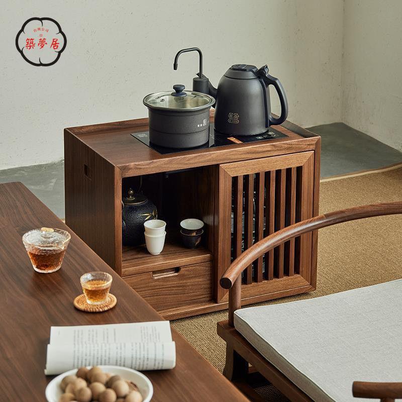免運 可開發票 茶車 茶水櫃 茶桌 茶臺 中式實木榆木榻榻米茶水客廳簡約燒水茶邊移動儲物收納家用茶水櫃全館折扣 特價/店長優選 工廠現貨 m5425