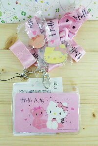 【震撼精品百貨】Hello Kitty 凱蒂貓 KITTY證件套附繩-熊圖案-粉色 震撼日式精品百貨
