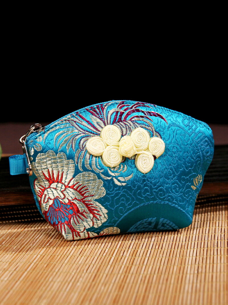 中國風貝殼包小零錢包特色手工藝云錦刺繡荷包硬幣包喜糖包送老外