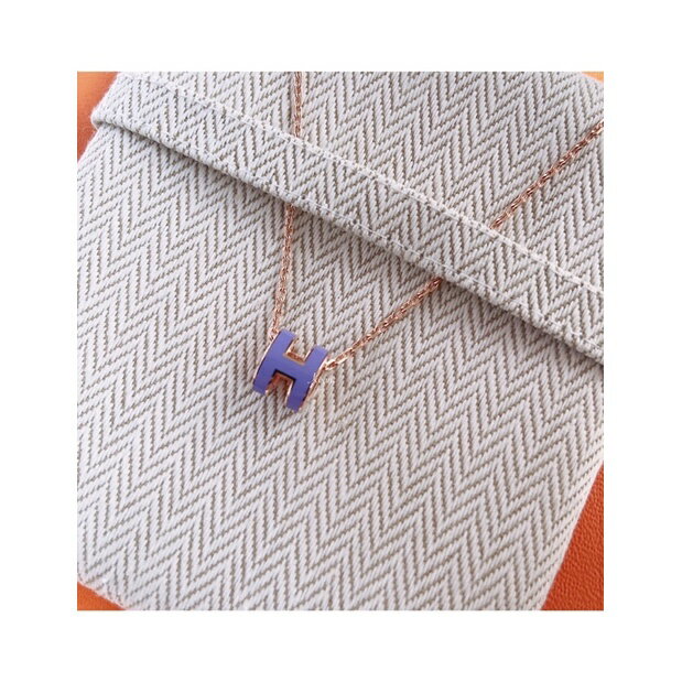 HERMES Mini POP H 紫 x 玫瑰金項鍊 項鍊