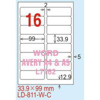 【龍德】LD-811(圓角) 平光防水高解析噴墨標籤 33.9x99mm 20大張/包