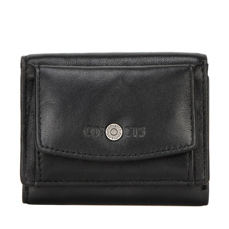 現貨+預購 真牛皮短夾真皮錢包手拿包女包包-防盜刷錢包三折女皮夾2色74ep54【獨家進口】【米蘭精品】