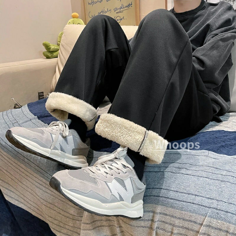 特厚羊羔絨衛褲潮牌加厚加絨褲子東北保暖褲男冬季棉褲外穿闊腿褲