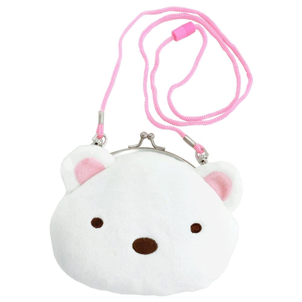asdfkitty*日本san-x 角落生物白熊 造型絨毛玩偶斜揹包 雙珠扣零錢包 票卡夾 日本正版