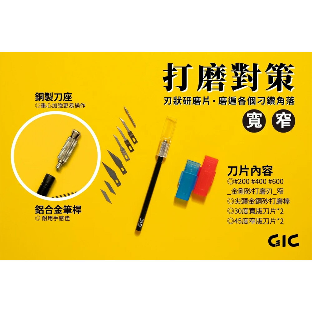 【鋼普拉】現貨 GIC GP-01 GP-02 研磨筆刀 附刀片收納盒 細節打磨 窄版 寬版 模型專用 模型打磨