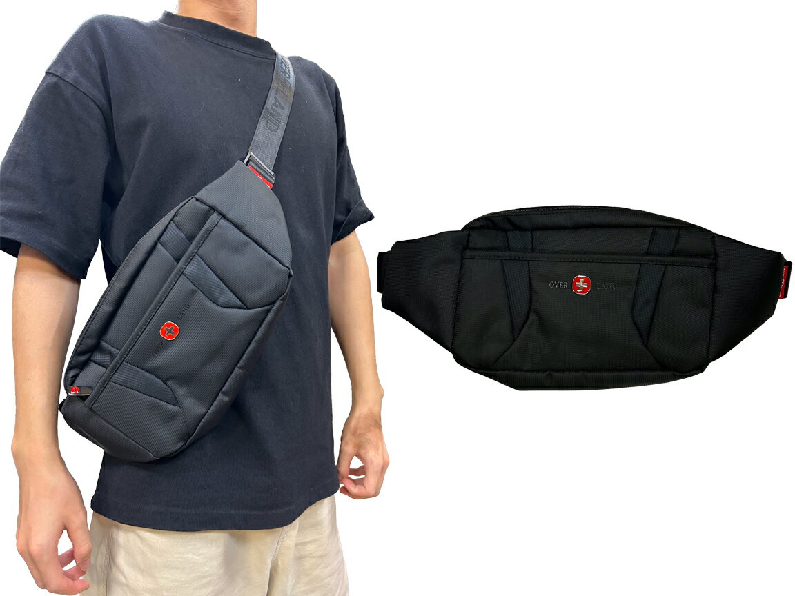 ~雪黛屋~OVER-LAND 腰胸包內插筆中容量主袋+外袋共三層防水尼龍T5957