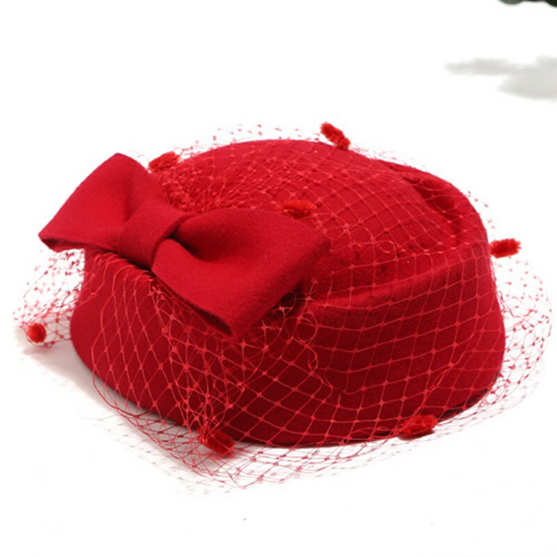 【巴黎精品】現貨+預購 禮帽毛呢帽-小香風網紗蝴蝶結毛呢女帽子子6色v1am2