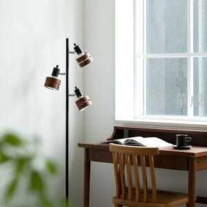 落地燈3燈頭LED燈泡出口日本北歐實木軟裝現代客廳臥室書房簡約創意木藝落地燈E27螺口