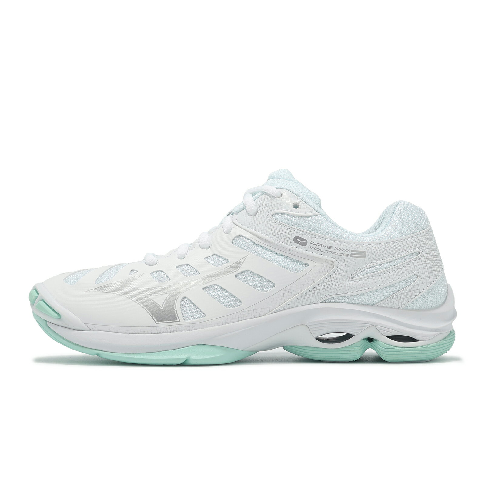 Mizuno 美津濃 排球鞋 Wave Voltage 2 女鞋 白 銀 波浪片 室內運動 羽排鞋 美津濃