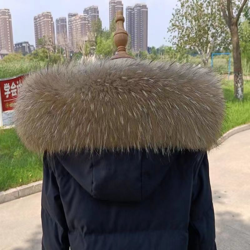 真毛超加大整皮毛領子單賣通用羽絨服貉子毛條帽條派克服毛領圍巾 小山好物嚴選