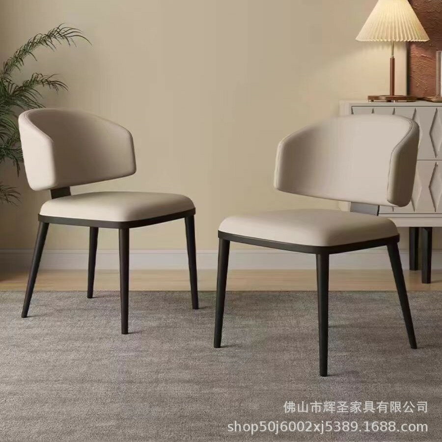 意式極簡餐椅家用簡約現代高階超纖皮餐桌椅北歐輕奢設計靠背凳子 雙11全館免運