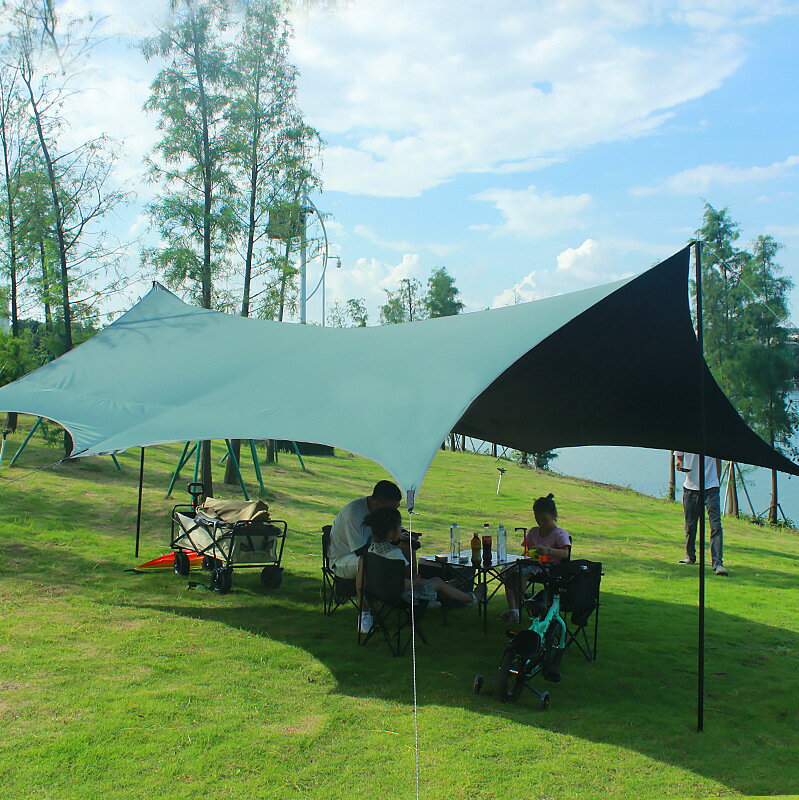 戶外黑膠帳篷露營遮陽棚子便攜加厚野餐防雨防曬野營裝備用品