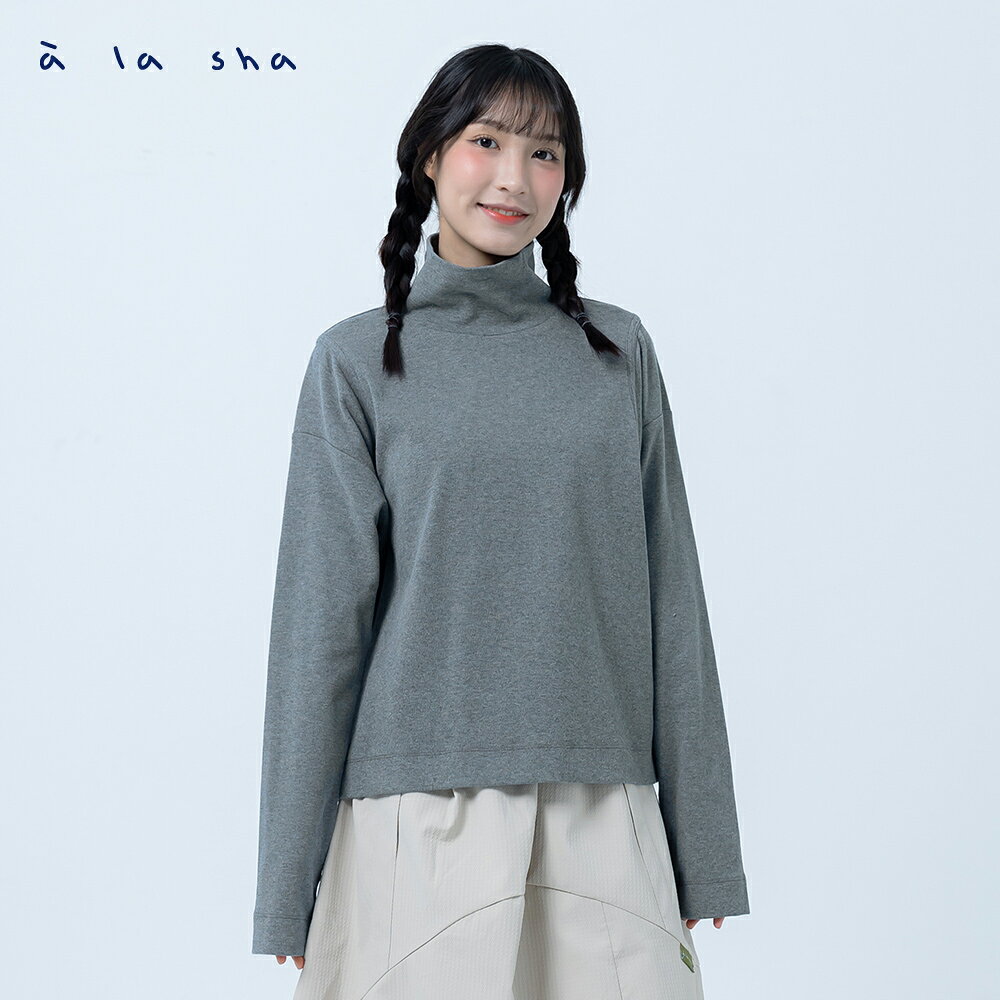 a la sha 特色剪裁袖高領棉T