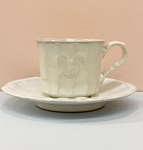 【震撼精品百貨】Micky Mouse 米奇/米妮 迪士尼限定版咖啡杯盤組-米白色#23867 震撼日式精品百貨