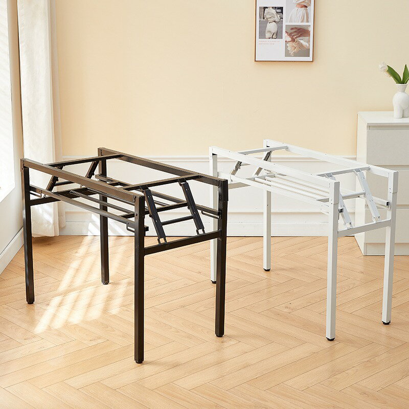優樂悅~簡易辦公桌架單雙層折疊桌腳架子課桌架桌腿彈簧架對折架支架會議