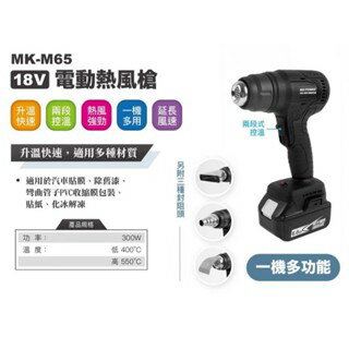 WIN五金 MK-POWER MK-M65 熱風槍 18V 熱風槍 手持式熱風槍 熱吹風機 收縮片 收縮膜 熱縮膜 熱風機