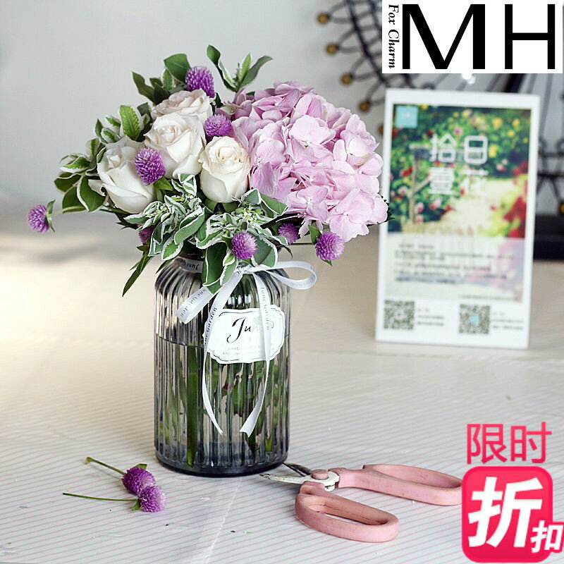 玻璃花瓶擺件家用玻璃瓶客廳透明創意插花瓶家居歐式小清新水培瓶