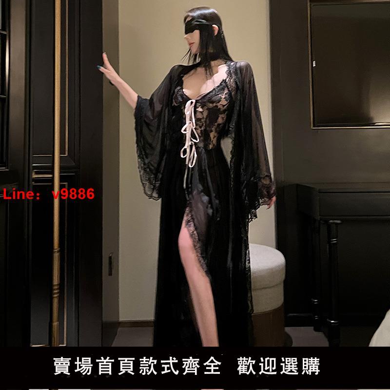 【臺灣公司 可開發票】2024情趣內衣性感透明法式蕾絲宮廷睡裙床上制服睡衣免脫睡袍套裝