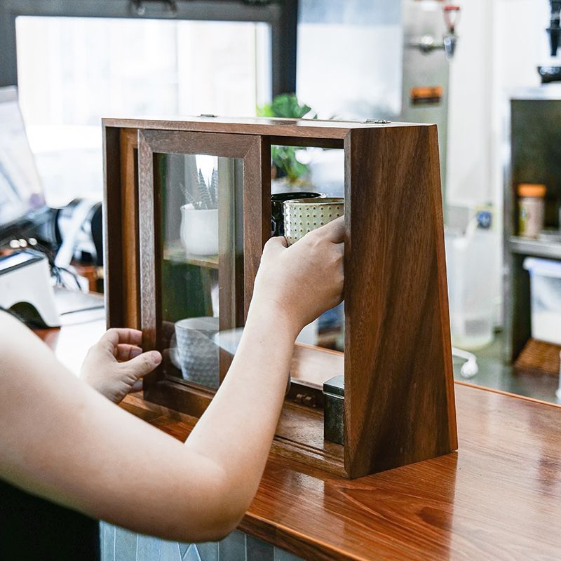 茶具展示架 茶臺裝飾 桌面置物 茶道 茶杯收納 茶具收納 茶器 北美胡桃木茶杯架子茶具收納架實木桌面多層收納櫃抽屜小型置物架0617