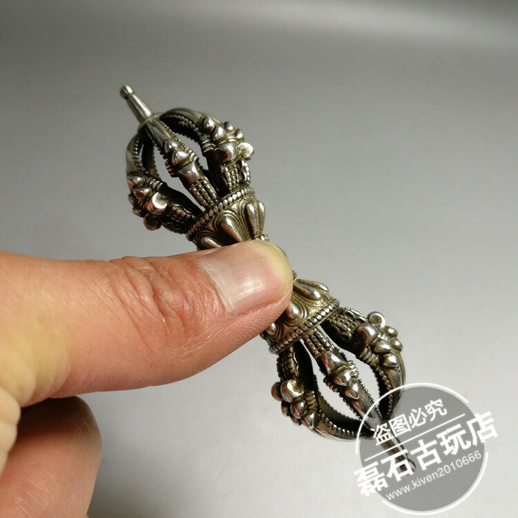 藏傳佛教用品密宗法器九股金剛杵尼泊爾手工純銅鍍銀西藏降魔杵| 協貿