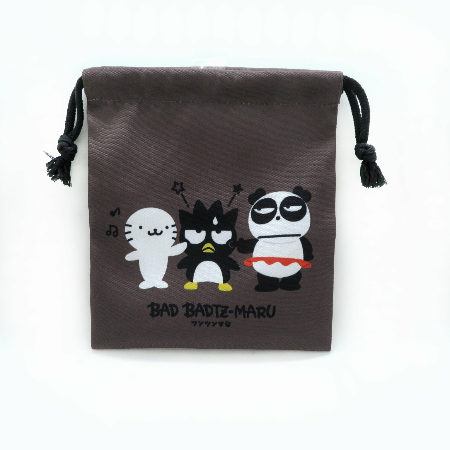 asdfkitty*酷企鵝花丸熊貓妹束口袋/收納袋/置物袋/禮物袋-日本正版商品