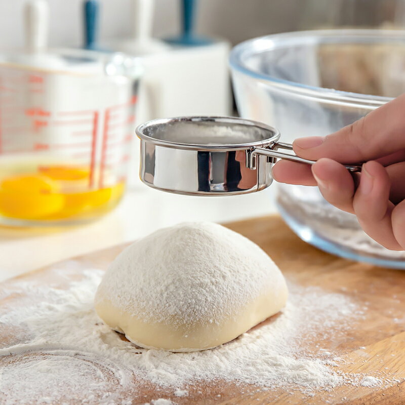 不銹鋼手持面粉篩分樣超細糖粉過濾網篩圓形撒粉家用廚房烘焙工具