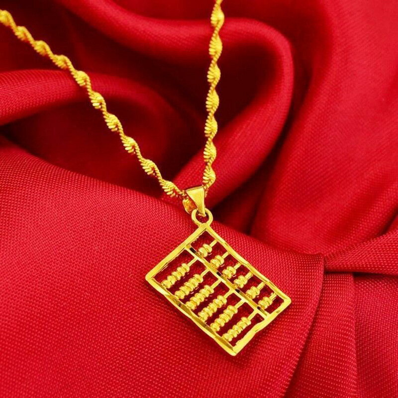 新款 越南沙金算盤女士項鏈泰國金香港媽媽女士項鏈媽媽模擬工項
