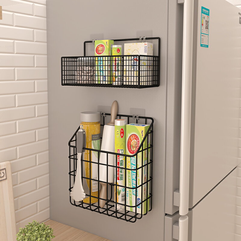 廚房洗衣機冰箱置物架免打孔收納壁掛上方外面側邊掛式保鮮膜架子