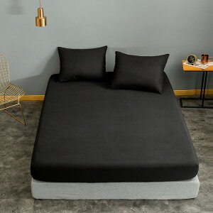 簡單時尚風 高雅黑純色床包床包組單人雙人雙人加大柔軟舒適耐賍防塵吸汗床套360度松緊帶防蟎床包