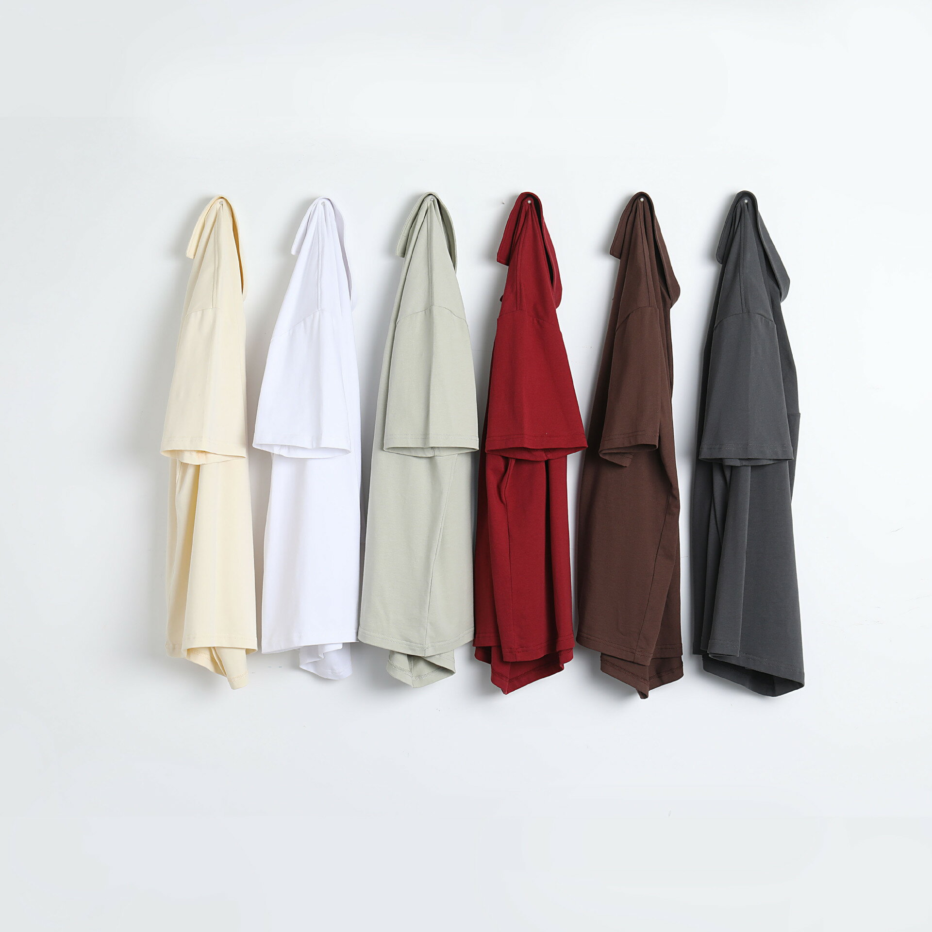 【喜挖】250g內搭內搭衫女春短袖純棉落肩T恤男圓領純色情侶純棉款 2