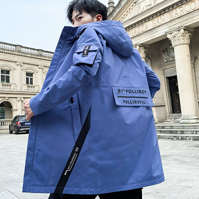 新款男士工裝外套韓版潮流春秋季風衣外套百搭夾克休閑上衣服