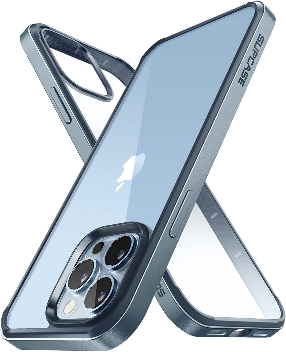 【日本代購】SUPCASE iPhone13Pro 手機殼6.1 英寸2021 美軍MIL標準耐衝擊薄型保護鏡頭一體感貼合感背面透明輕量可無線充電Edge系列