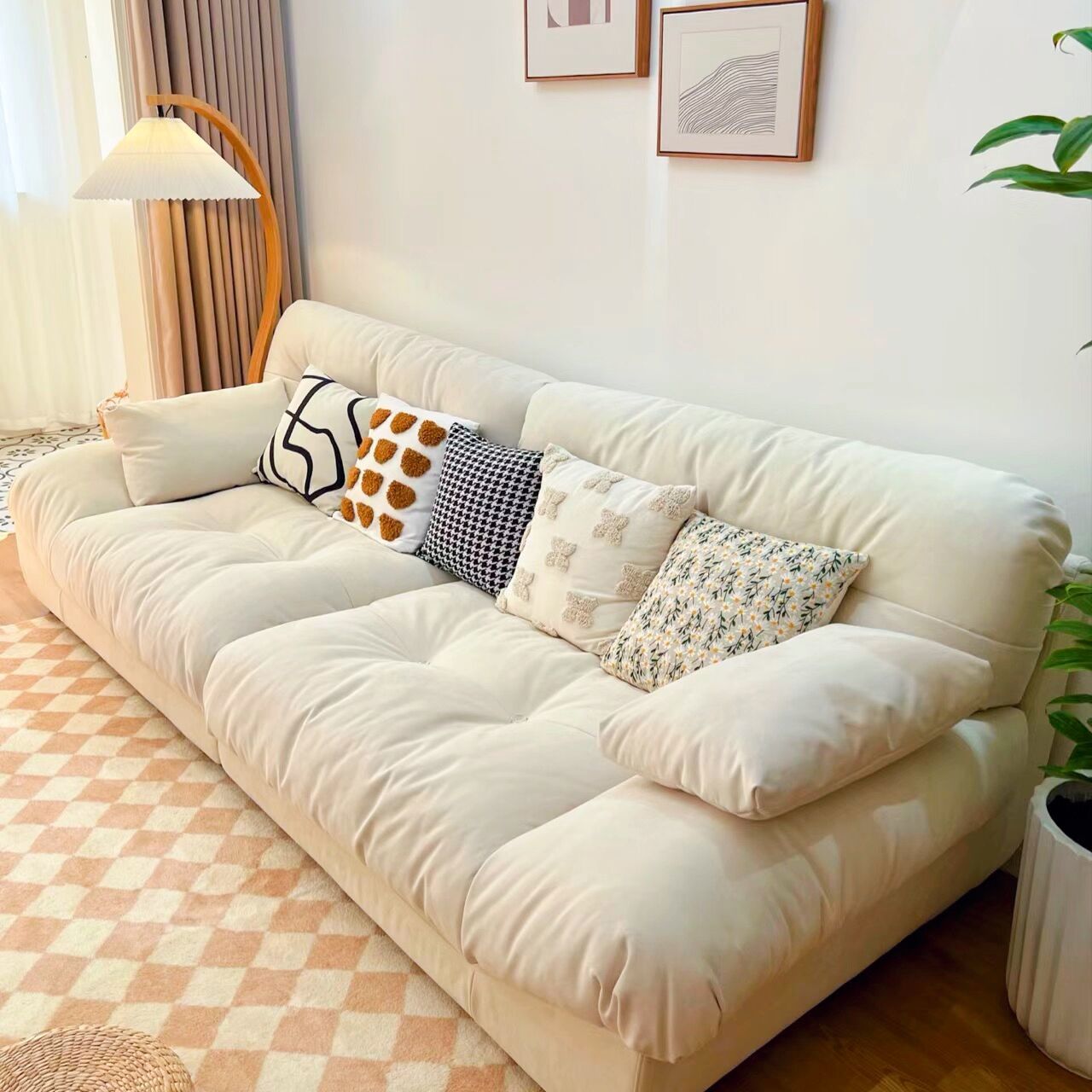 可開發票 奶油風云朵沙發小戶型簡約現代布藝沙發家用客廳直排輕奢落地沙發