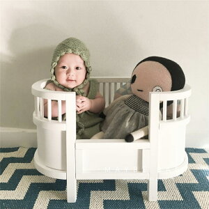 韓國ins嬰兒木制娃娃床創意過家家玩具兒童小床兒拍照裝飾道具