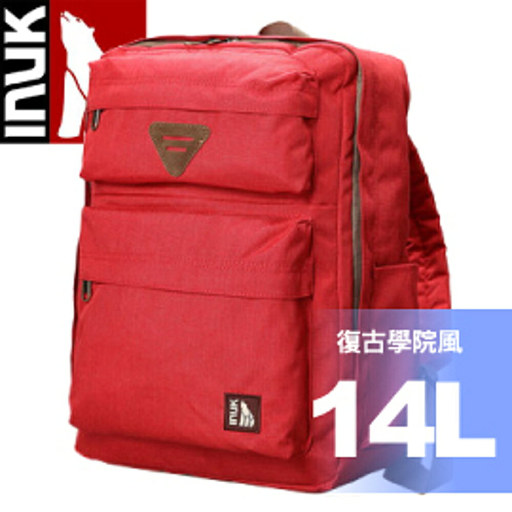 【INUK 加拿大 14L復古學院風休閒背包《紅》】IKB60614100040/後背包/背包